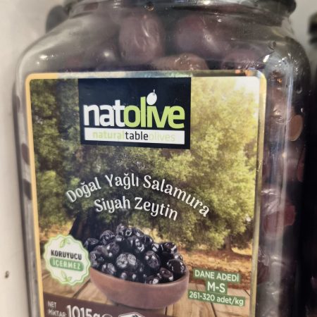 NATOLİVE DOĞAL yağlı salamura siyah zeytin 1kg cam kavanoz